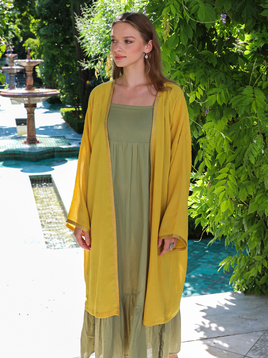 Caftan Nawal Kimono jaune pour femme