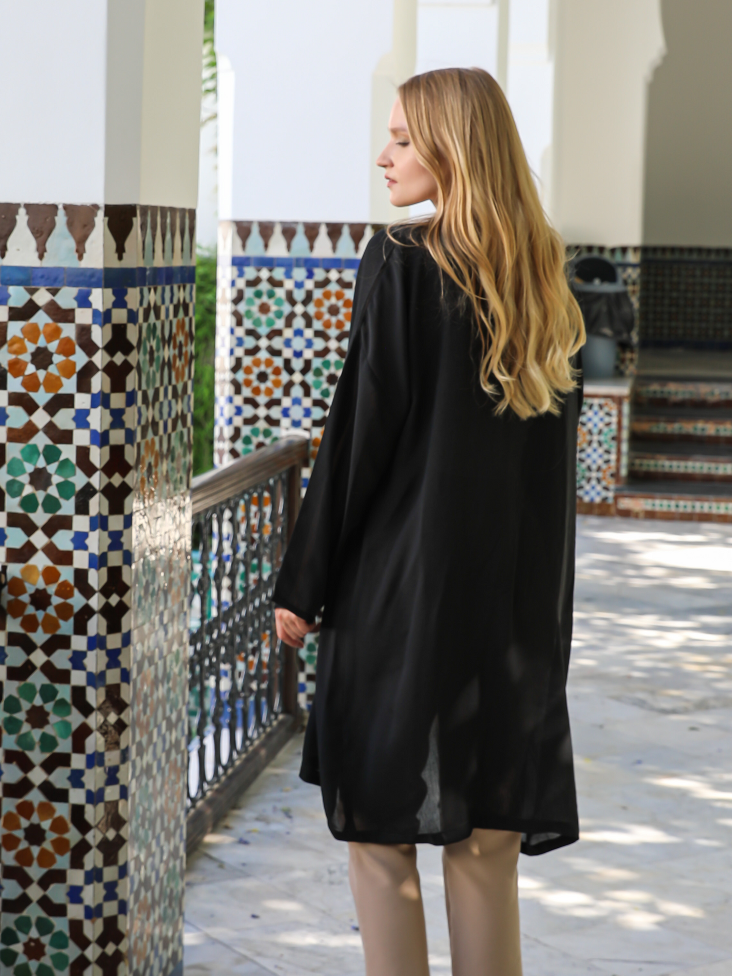 Caftan Nawal Kimono noir pour femme