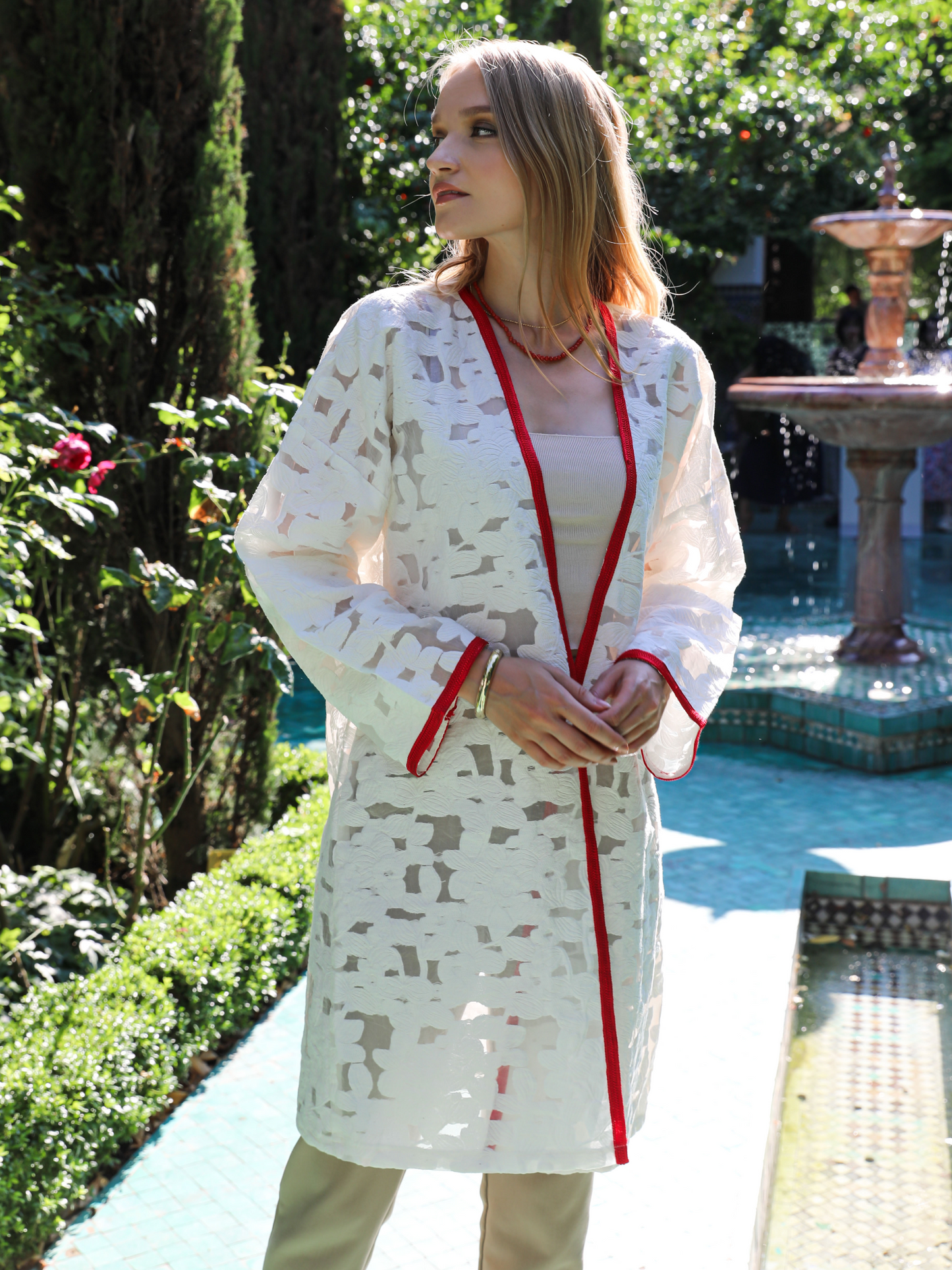 Caftan Nawal Kimono blanc pour femme