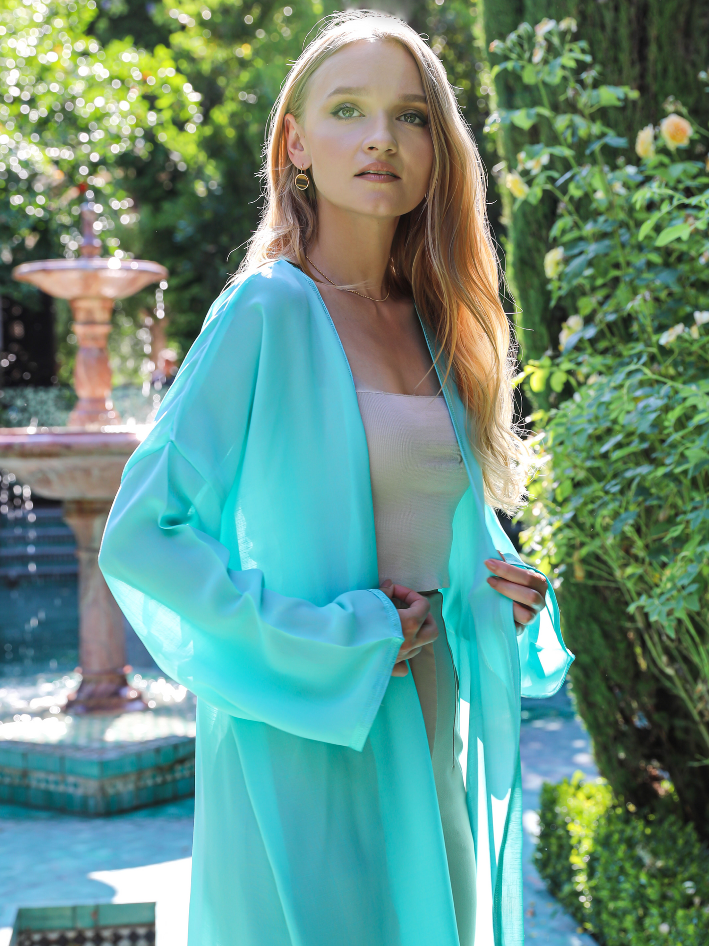 Caftan Nawal Kimono bleu pour femme