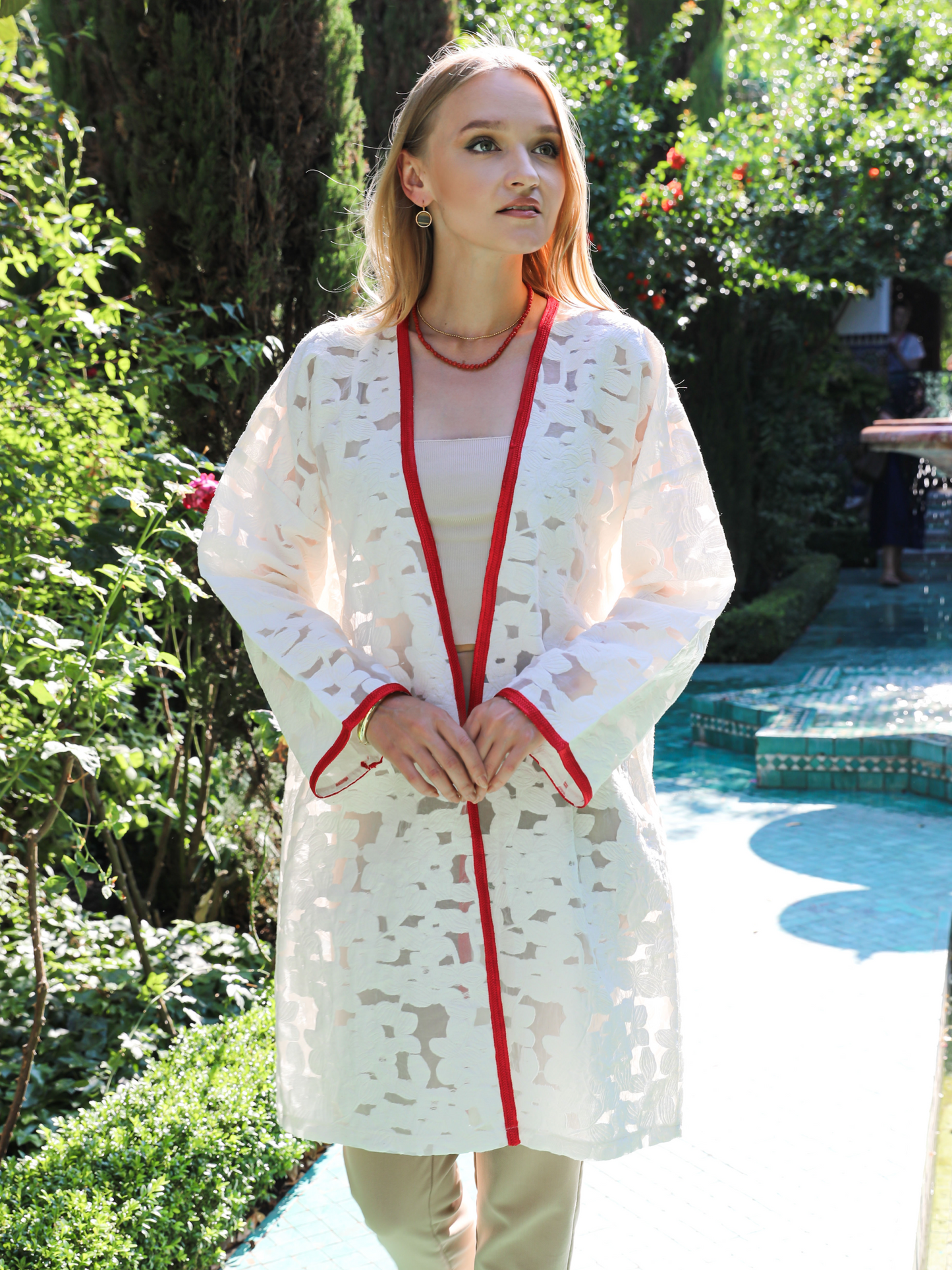 Caftan Nawal Kimono blanc pour femme