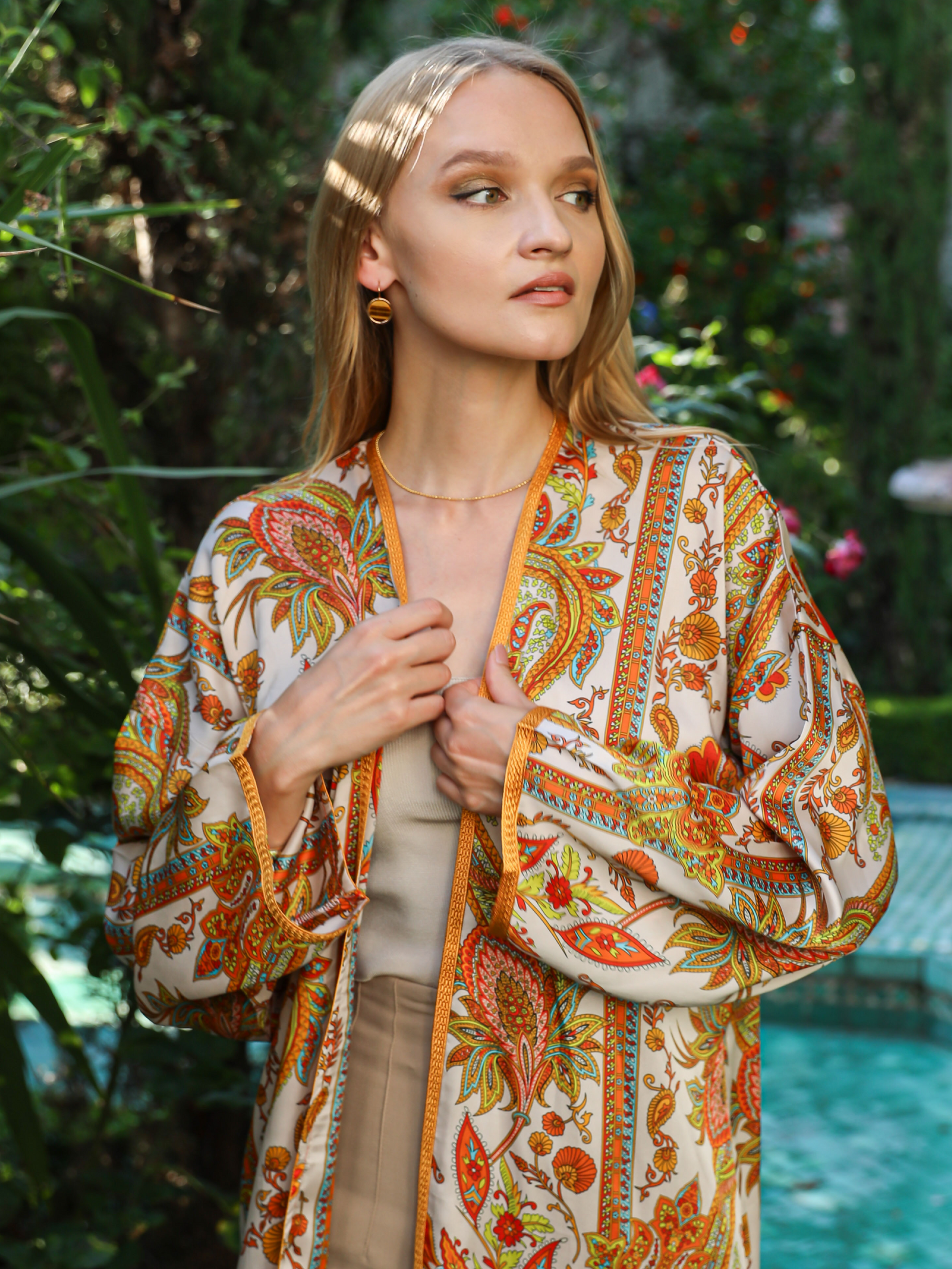 Caftan Nawal Kimono orange pour femme