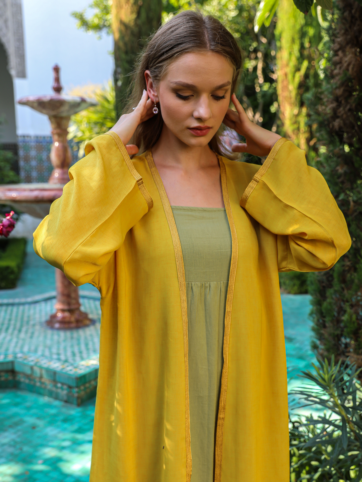 Caftan Nawal Kimono jaune pour femme