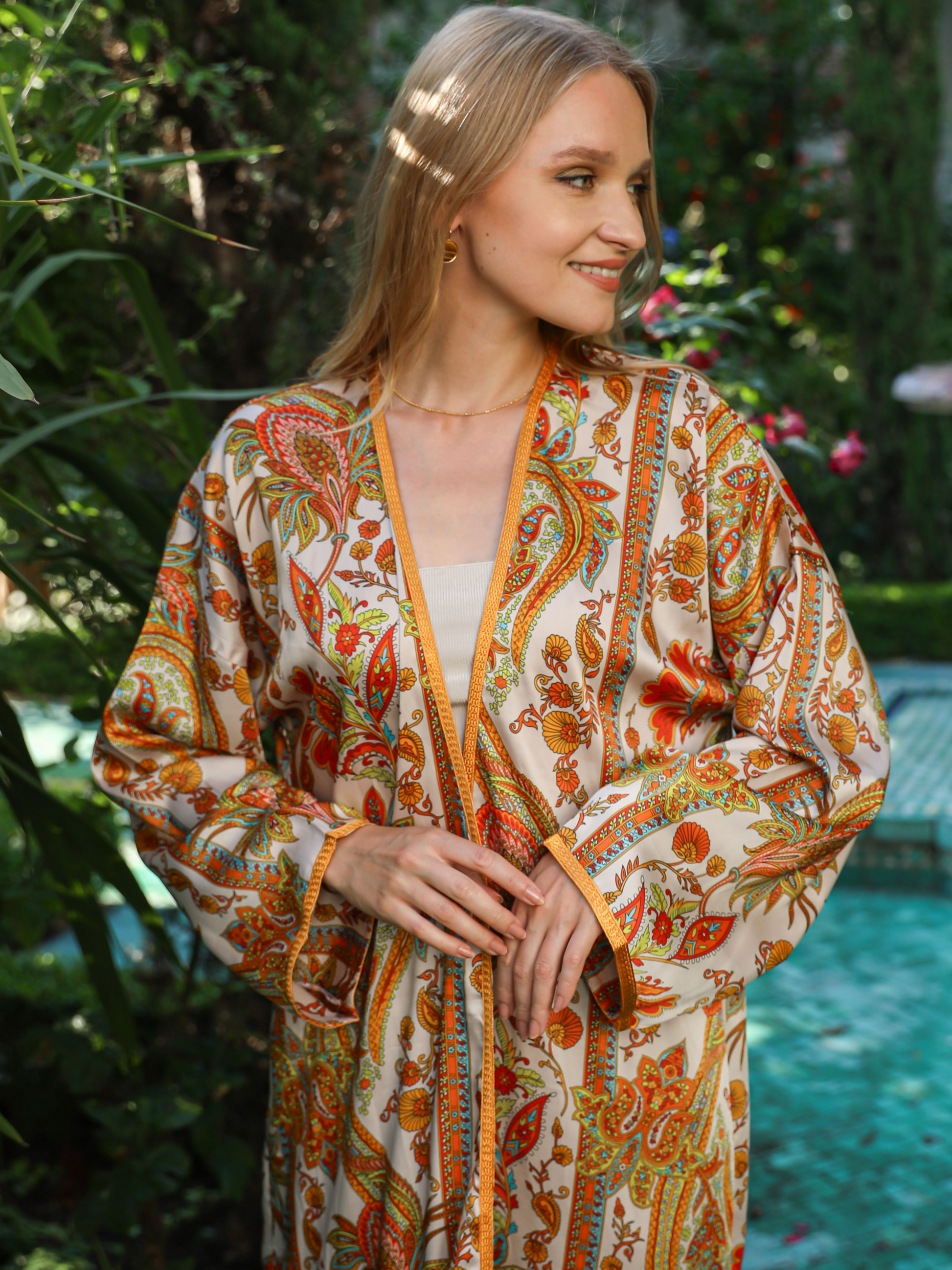 Caftan Nawal Kimono orange pour femme