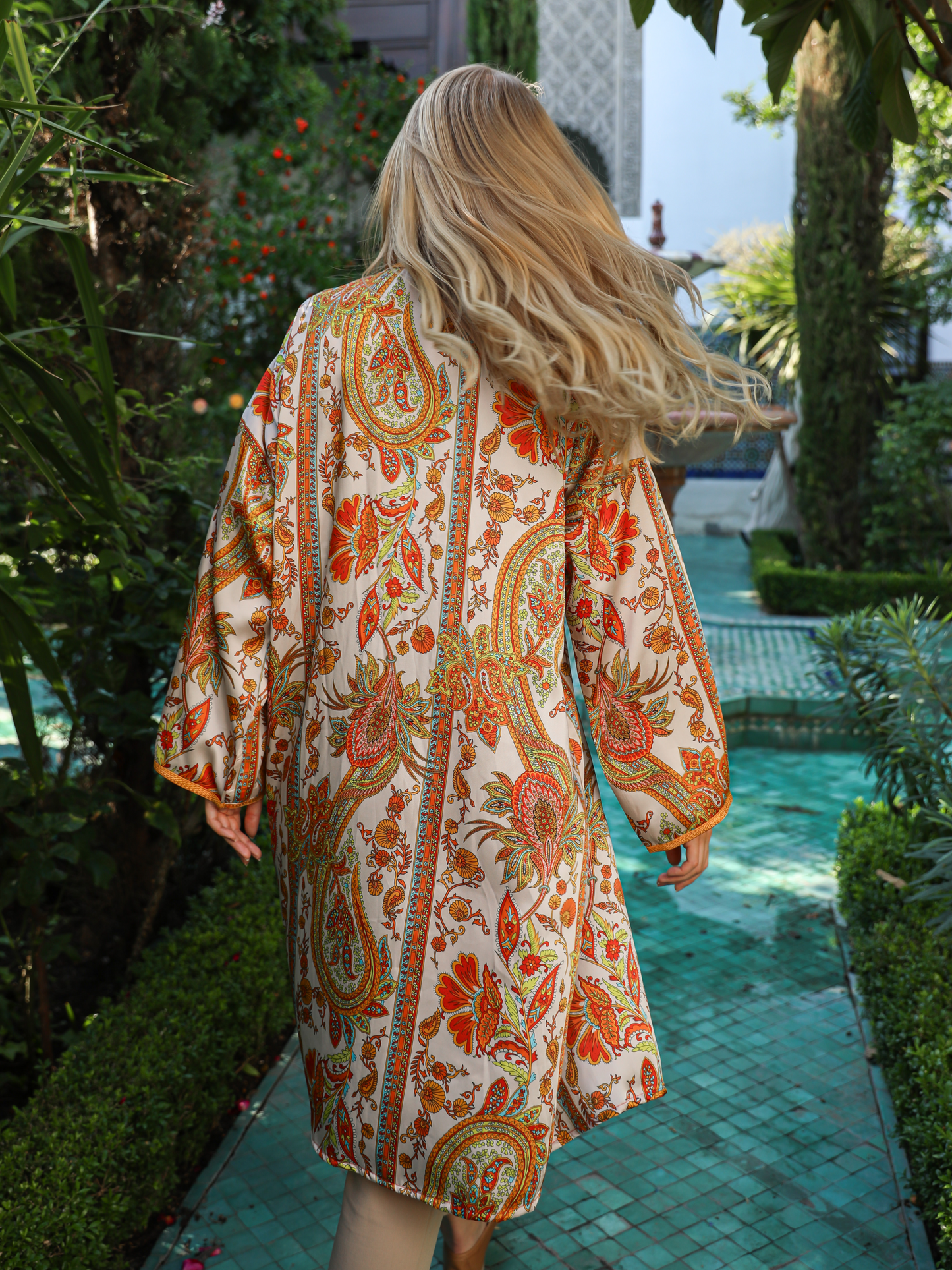 Caftan Nawal Kimono orange pour femme