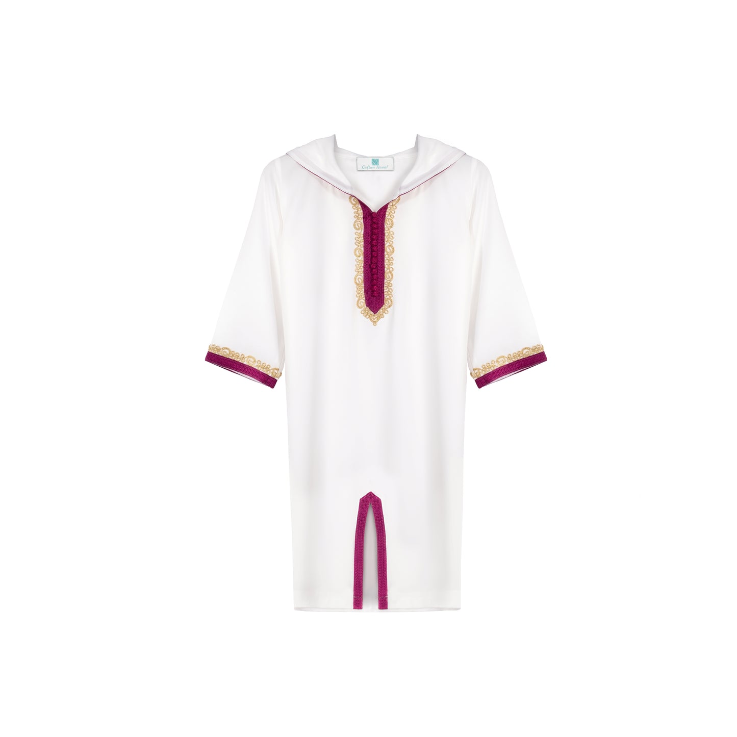 Caftan Nawal - Jellaba Blanc rose pour fille