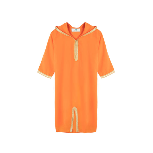 Caftan Nawal -Jellaba Orange mango pour fille