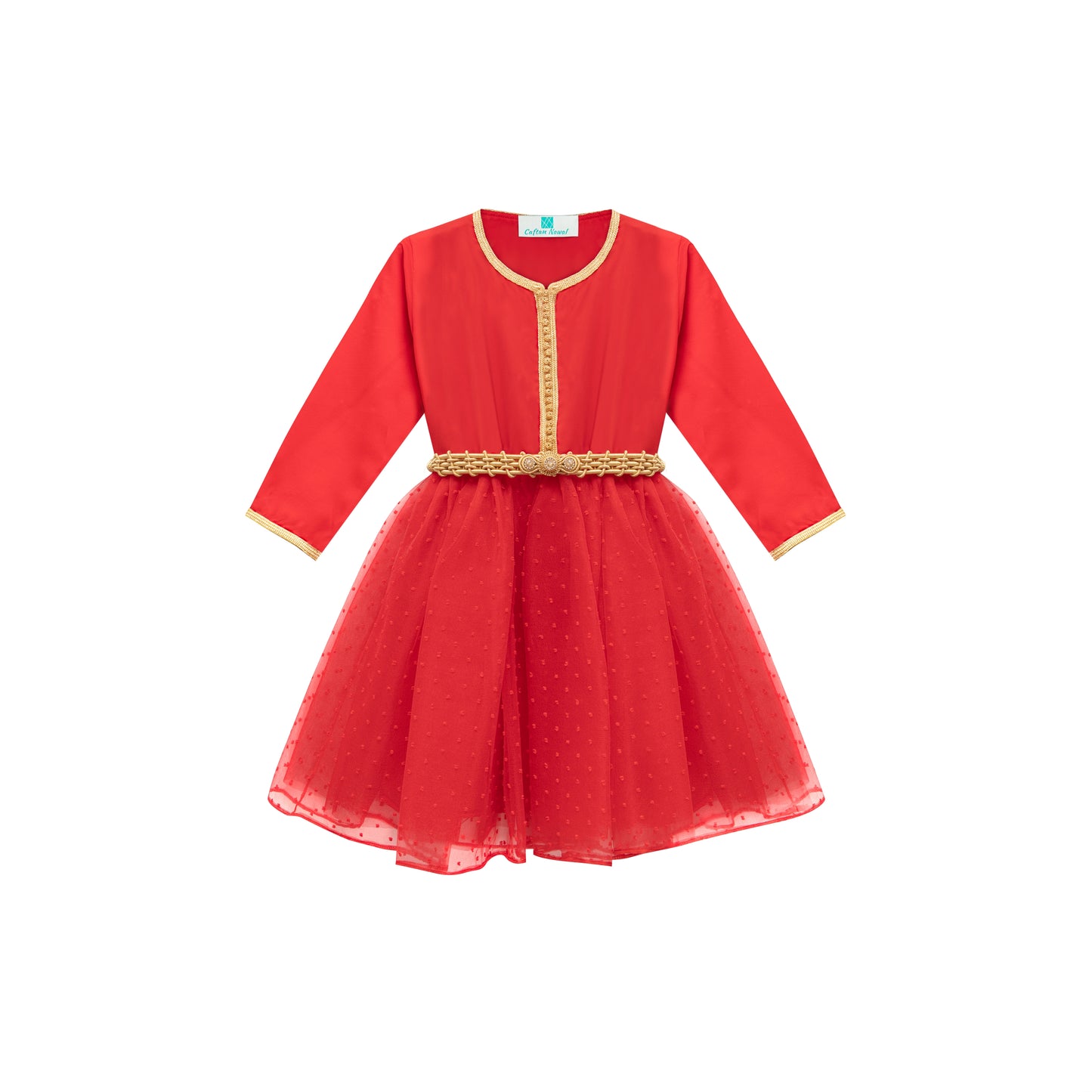 Caftan robe Rouge à pois pour fille caftan nawal